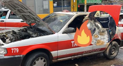 Delincuentes prenden fuego a taxi en calles de Acayucan, Veracruz