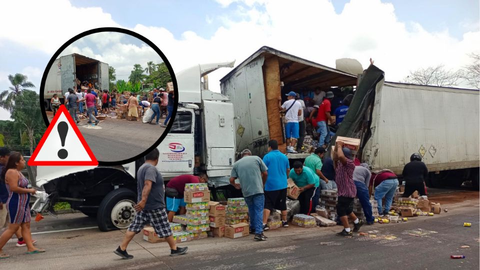 Choque entre camiones provoca rapiña en Ixtac