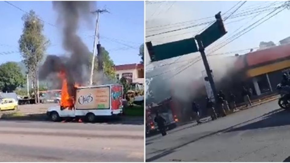 En Uruapan, donde fueron dañados un vehículo comercial y una tienda de conveniencia