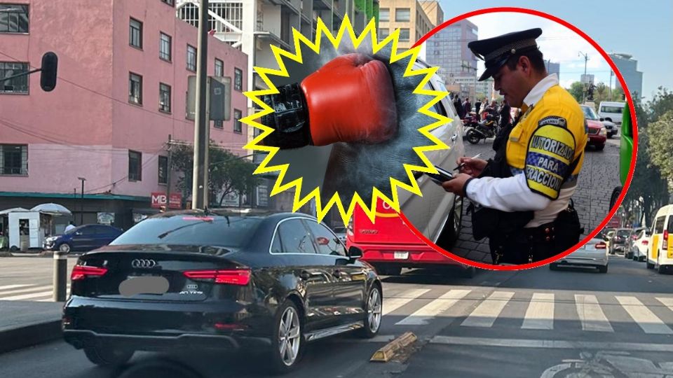 Invade el carril del Metrobús y golpea a policía que lo quiere sancionar