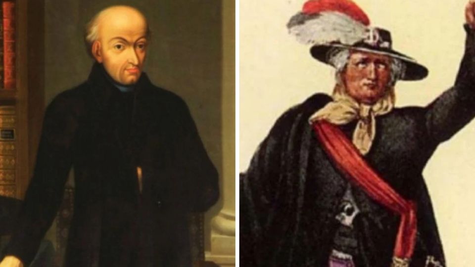 Pinturas de Miguel Hidalgo (derecha de Antonio Serrano e izquierda de Claudio Linati).