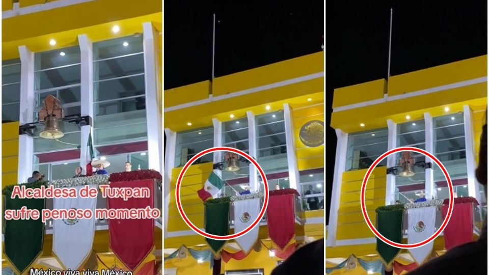 Se le cayó la Bandera de México a alcaldesa se Tuxpan, Jalisco | VIDEO