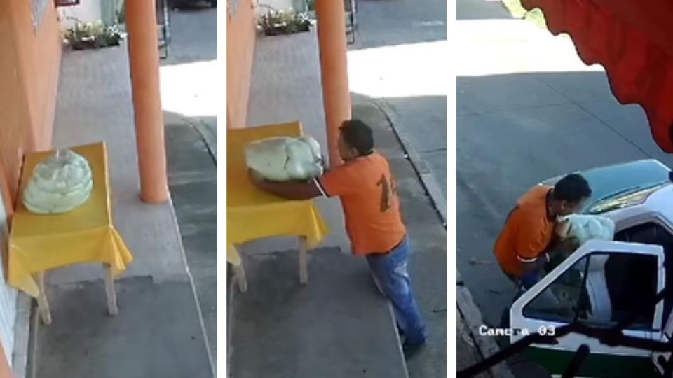 Captan a taxista de Xalapa robando bolsas de masa