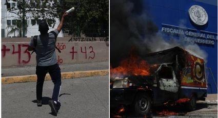 Ayotzinapa: Queman camioneta afuera de la Fiscalía de Guerrero; exigen justicia a 9 años