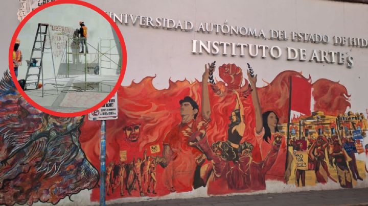 UAEH borra mural que pintaron alumnos del IDA durante el paro estudiantil