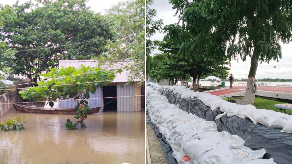 En el malecón se colocó muro de contención; el agua llegó ya a algunas casas.