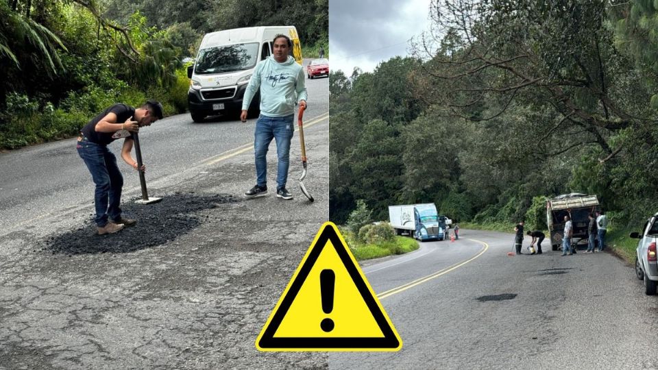 Comerciantes de La Joya bachean tramo Perote - Xalapa ante daños por lluvias