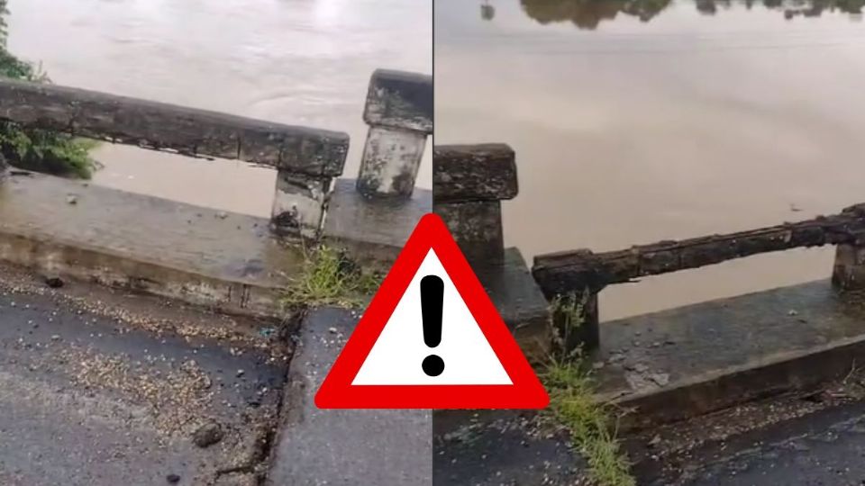 Colapsa puente El Mostal en carretera Santiago Tuxtla - Isla; es el segundo en 24 horas