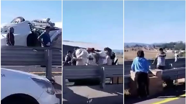 Arco Norte en Hidalgo: vuelca tráiler cargado con ropa y se desata la rapiña | VIDEO