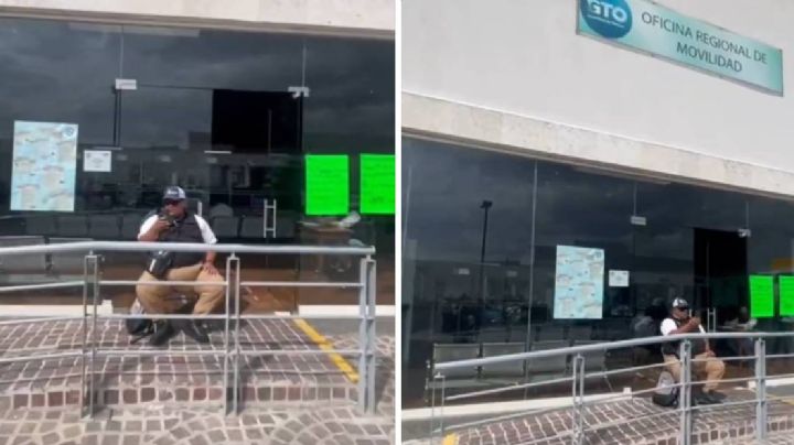 Se encadena hombre en Plaza Galerías, pide le regresen su empleo en Movilidad