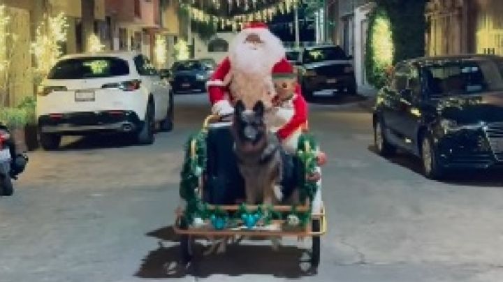 Recorre Santa Claus las calles de Moroleón en un triciclo textilero