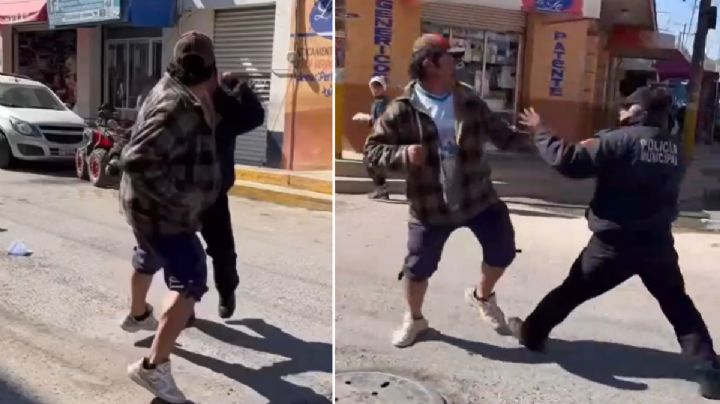 Hombre propina golpiza a policía en Hidalgo; cálmate, le decía