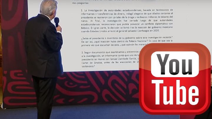 AMLO arremete contra YouTube por bajar mañanera de caso The New York Times