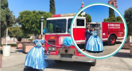 Quinceañera dedica festejo a su padre bombero en Hidalgo y viaja en su camión; se hace viral | FOTOS