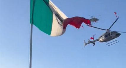 Exhibición aérea de la Sedena casi termina en tragedia, helicóptero rasga bandera | VIDEO