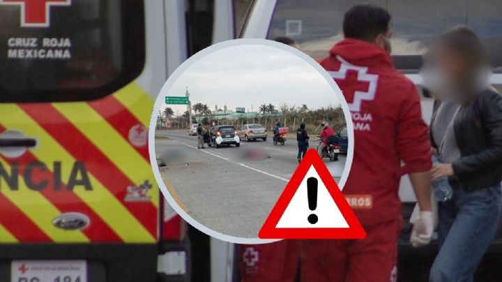 Accidente de moto en Veracruz deja 3 lesionados, entre ellos 2 mujeres
