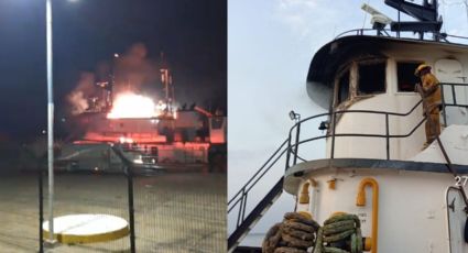 Barco se incendia en puerto de Alvarado; esto se sabe | VIDEO