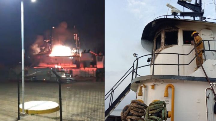 Barco se incendia en puerto de Alvarado; esto se sabe | VIDEO