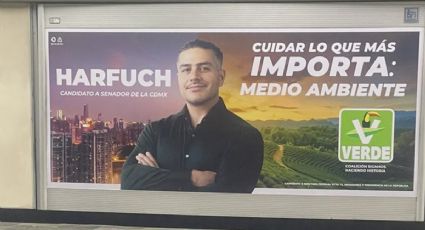 Metro CDMX: Exhiben propaganda electoral de Harfuch en Línea 3, ¿Está permitido?