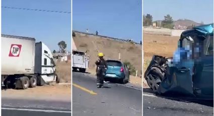 Caos en la autopista México-Tuxpan: tráiler choca contra March, conductor muere