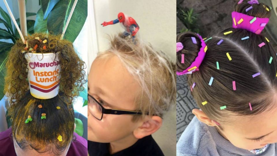 Las escuelas han implementado la semana donde de los niños tienen que asistir con un peinado loco.