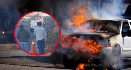 Se incendia camioneta en la Pachuca-Real del Monte; se salvan 3 personas