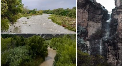 Lluvias en Hidalgo siguen llenando ríos, lagunas y hasta surgieron cascadas; así las estampas