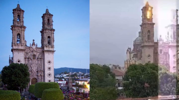 ¿Divina señal? Cae rayo a Catedral Santa Prisca de Taxco | VIDEO