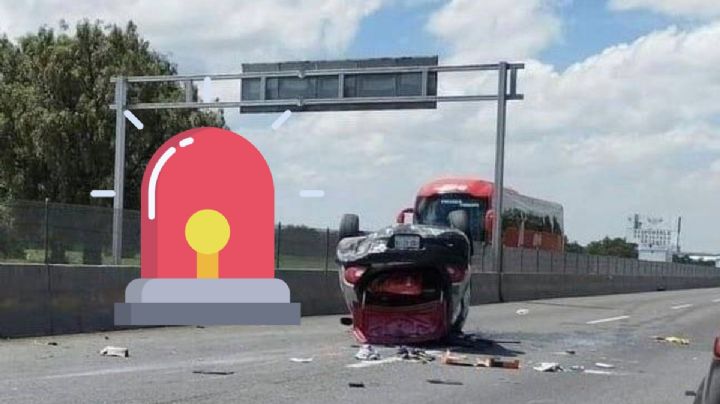 México-Pachuca: Vuelca auto particular a la altura de Tizayuca; 2 lesionados