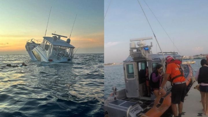 Yate en Yucatán se hunde, 12 tripulantes son salvados | VIDEO