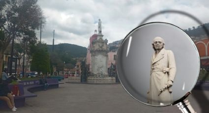 La curiosa estatua de Miguel Hidalgo que “llora”, en esta plaza de Pachuca