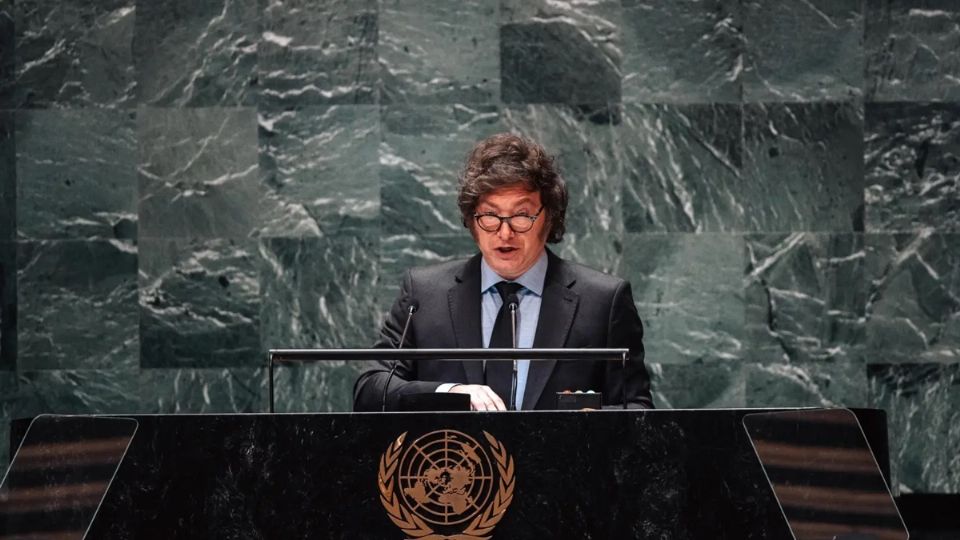 El presidente de Argentina, Javier Mileo en su participación en la Asamblea General de Naciones Unidas.