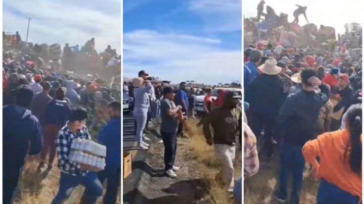 Rapiña en Zacatecas: multitud saquea tráiler volcado con cerveza; los tunden en redes (VIDEO)
