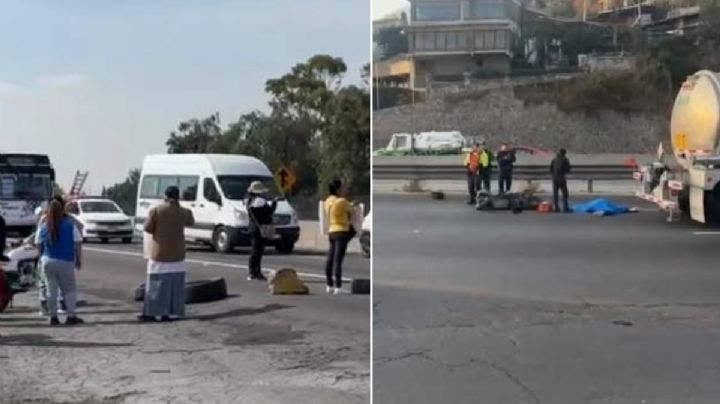 México-Pachuca: Tráfico pesado por accidente donde muere motociclista y bloqueo