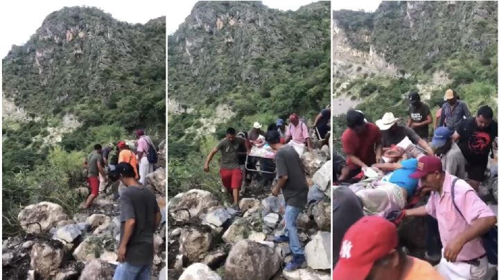 En camilla improvisada y caminos bloqueados de Hidalgo, pobladores trasladan a enfermos