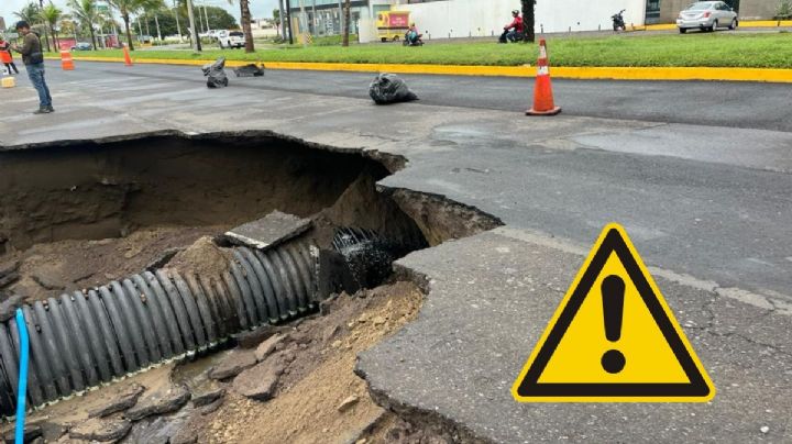 Mega socavón colapsa la carretera Boca del Río–Alvarado tras fuertes lluvias