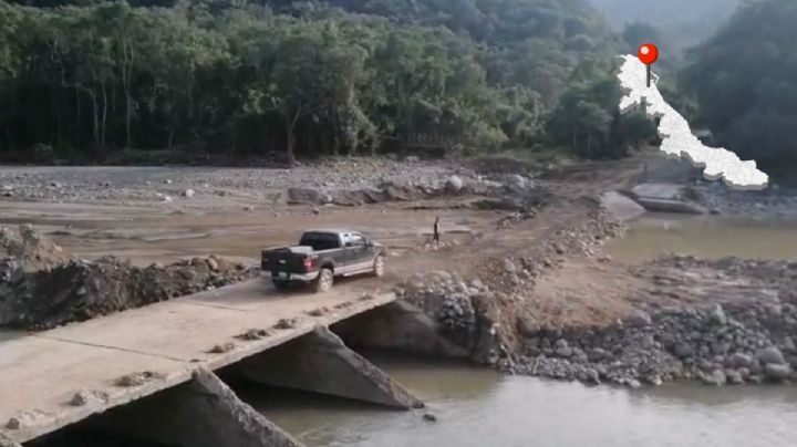 A más de un mes de inundaciones al norte de Veracruz, reabren puente en Ilamatlán