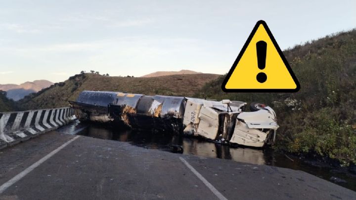 Cierran autopista Puebla-Orizaba en Cumbres de Maltrata por volcadura de pipa