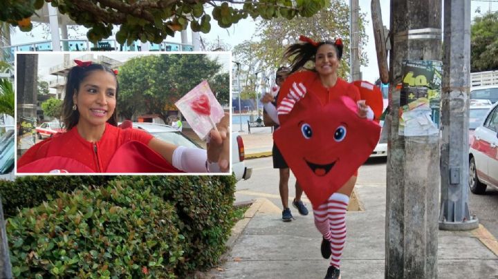 Regalando corazones en Coatzacoalcos: Míriam repartió paletas y abrazos en San Valentín