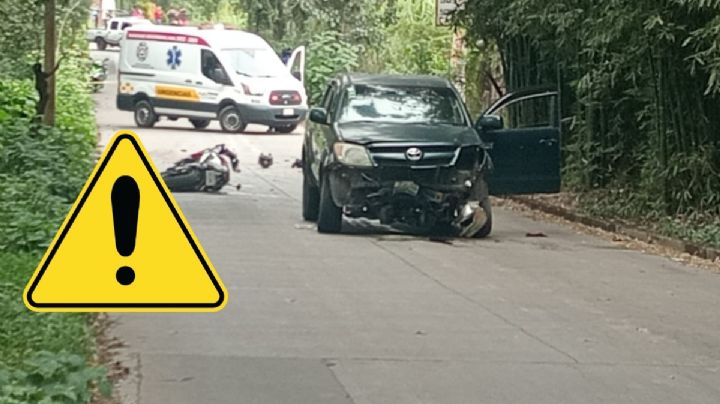 Motociclista muere en accidente en Mariano Escobedo; conductor de camioneta huye