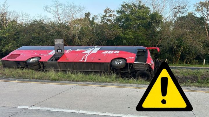 Muere mujer en volcadura de ADO al sur de Veracruz; hay 5 lesionados