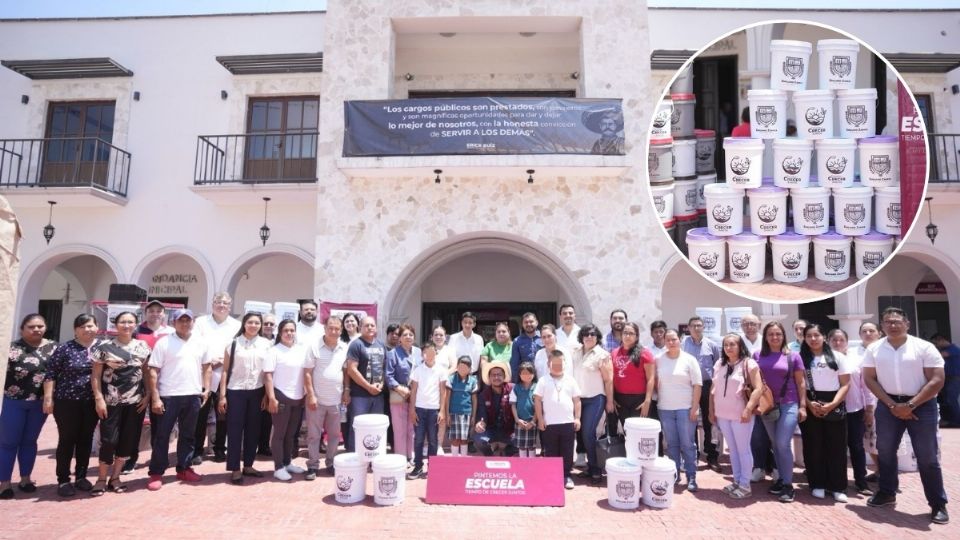 Ayuntamiento de Emiliano Zapata concluye programa de pintura en escuelas