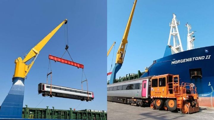 Corredor Interoceánico: Desde Inglaterra, llegan vagones y locomotoras a Coatzacoalcos