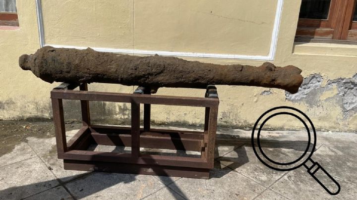 Cañón militar: nuevo hallazgo en obras del Centro Histórico de Veracruz