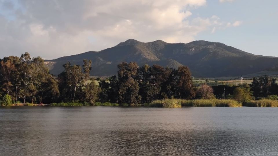 Luce llena, por las lluvias, la Presa del Sauz de Cieneguillas, en Cuerámaro.