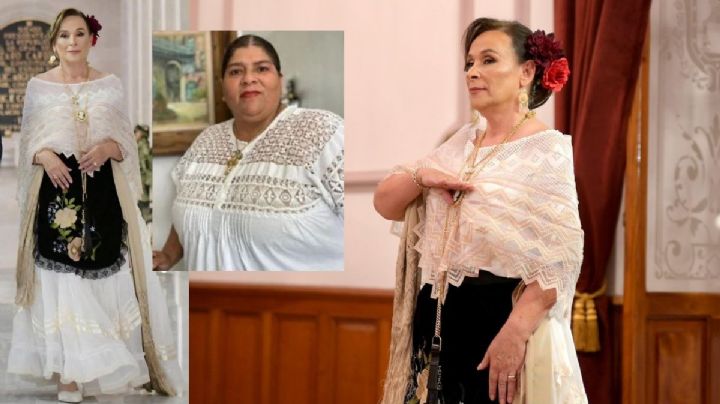 Traje jarocho de Rocío Nahle en Grito de Independencia fue confeccionado por tlacotalpeña