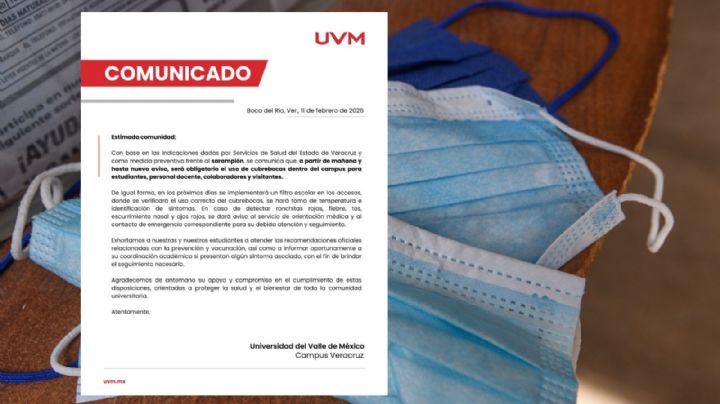 Implementa UVM Campus Veracruz uso obligatorio de cubrebocas por prevención de sarampión