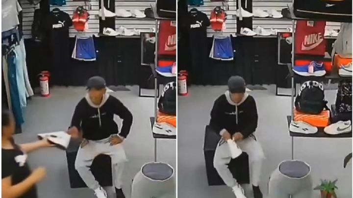 VIDEO: Se prueba unos tenis en tienda de Cuautitlán y se los roba; huye con ellos
