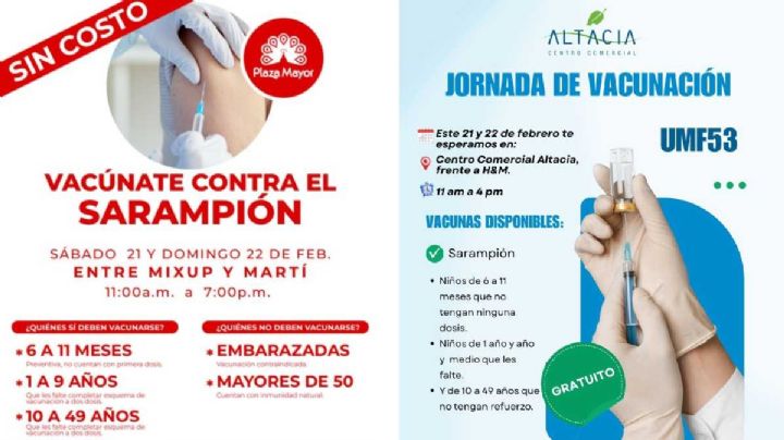 Plaza Mayor y Altacia aplicarán vacuna contra el Sarampión este sábado y domingo