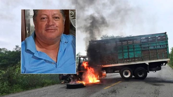 Bulmaro, trailero que desapareció en carretera Álamo-Tihuatlán; su vehículo fue incendiado en bloqueo